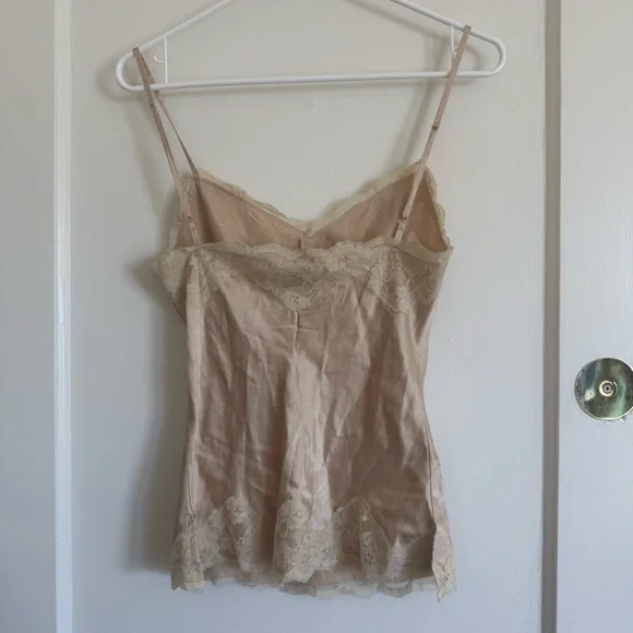 Weavers Lace-Trim Slip Cami Top - Beige - Picture 3 of 3